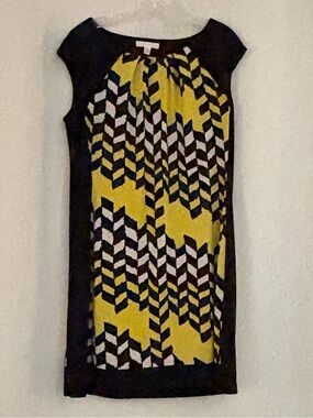 London Times Yellow Geometric Print Dress